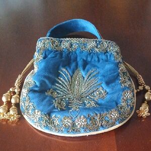 Blue Velvet Adora Potli Bag